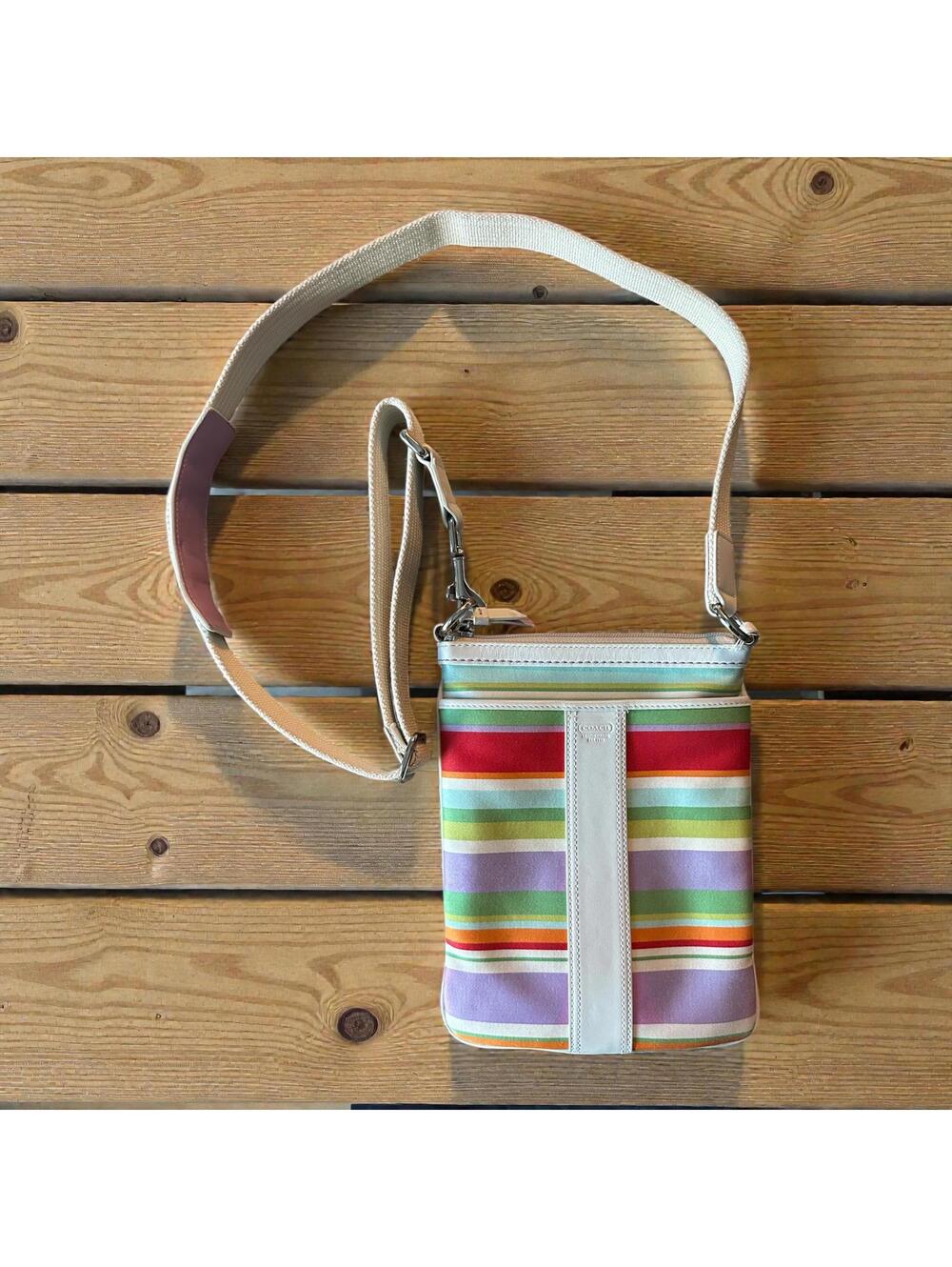 Y2K Vintage Coach Striped Swingpack Crossbody